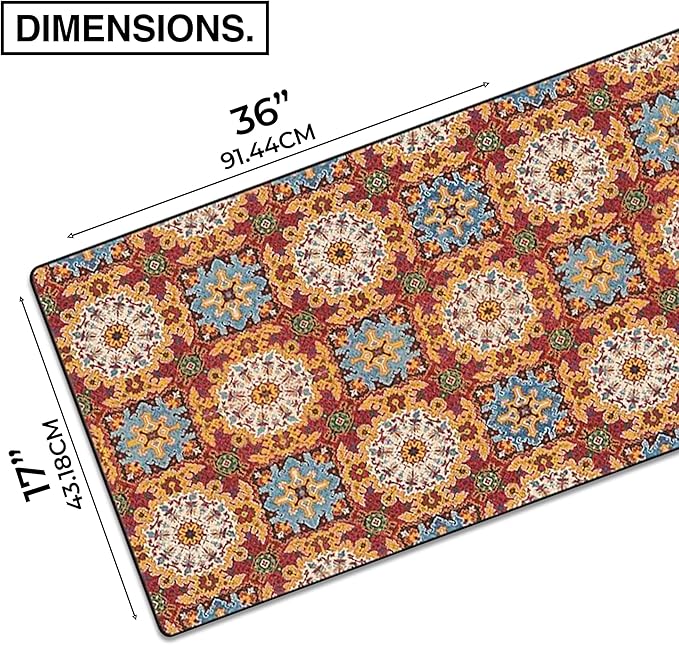 MPCO. Arabic Textiles Large Gaming Desk Pad - 36" x 17" Duraglyde Fabric Scarlet-Fields Desk Mats - Non-Slip, Washable, Smooth Glide for Precision Gaming & Work