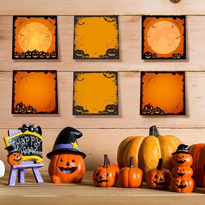 16 Pieces Halloween Sticky Note Halloween Note Pads with Spider Pumpkin Bat 480 Pieces of Self Adhesive Removable Memo Pads, 30 Sheets Each for Halloween School Office Home Students Teacher Presents