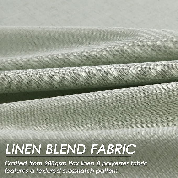 Full Black Out Mist Sage Window Curtains 108 Inches Long Loop Pocket Rod Pocket Sound Absorbing Light Blocking 2 Panels Set for Dining Room Neutral Rustic Modern Farmhouse Curtains Drapes 52x108
