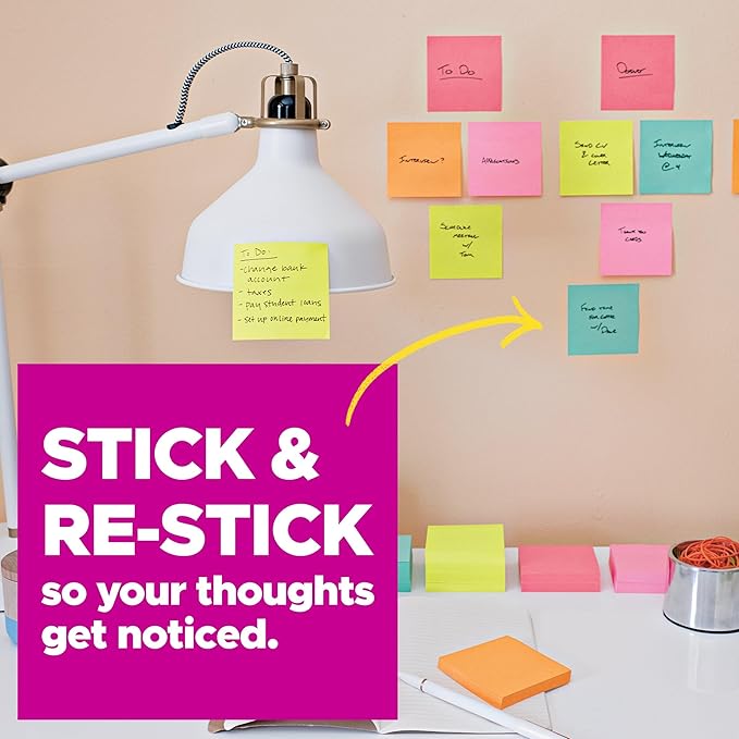 Post-it Super Sticky Notes, 4x6 in, 4 Pads, 2X The Sticking Power, Canary Yellow, Recyclable (4621-SSCY)