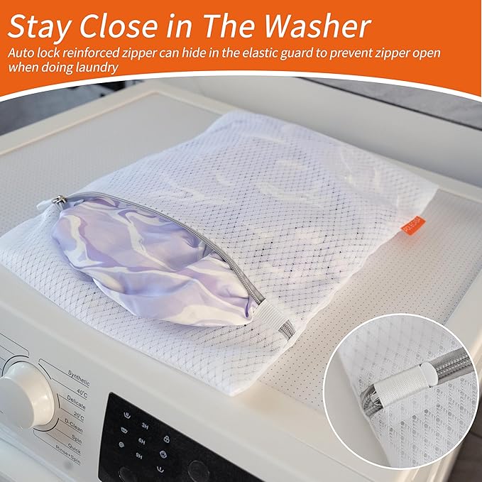 Polecasa 3Pcs 12 x 16 Inches Extra Durable 125g Diamond Mesh Laundry Bags with Sturdy Zipper for Delicates, Protect Clothes in Washing Machine, Laundry Room Essentials for College, Dorm (3 Medium)