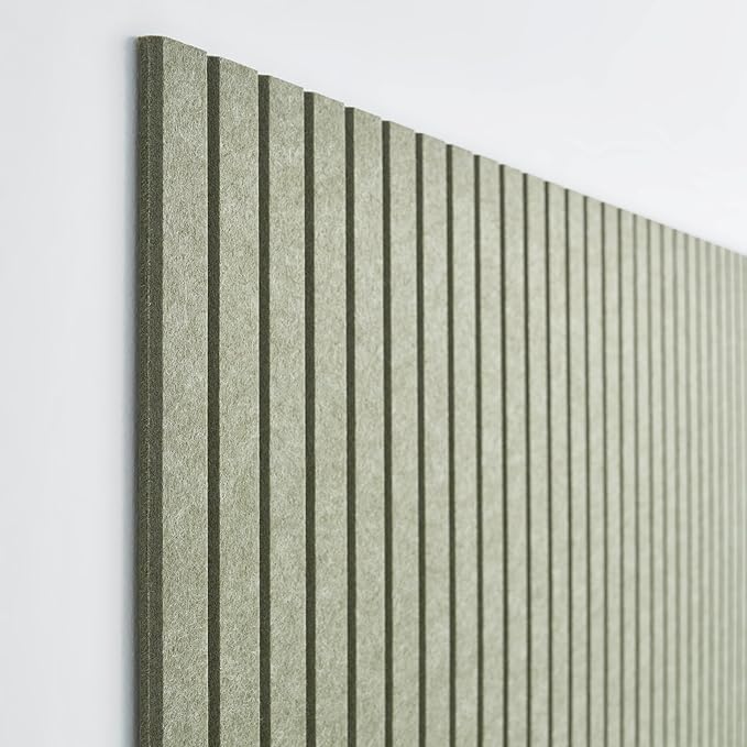 Large Cork Boards for Walls Black Felt Alternative - Slat Wall Paneling, Bulletin Board Tiles for Home Decor, Push Pin Corkboard Organizer for Office or Classroom-12-Pack Panel (Khaki Green)