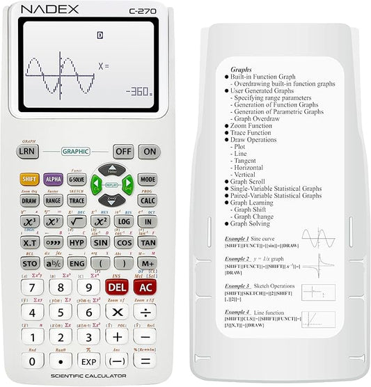 Scientific Calculator with Graph Functions for College and High School Students, Engineering, Advanced Mathematics, Calculus, Algebra, Geometery, Trigonometry, Statistics, Physics, Chemistry, White