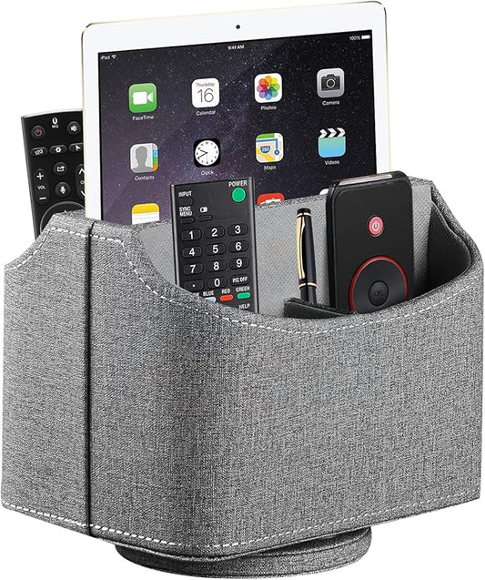 Remote Control Holder, Spinning Remotes Caddy Organizer for TV Accessories/ Controllers/ Office Supplies/ Phones, Bedside Table Desk Organizers and Decorations for Living Room, Desktop Storage Box