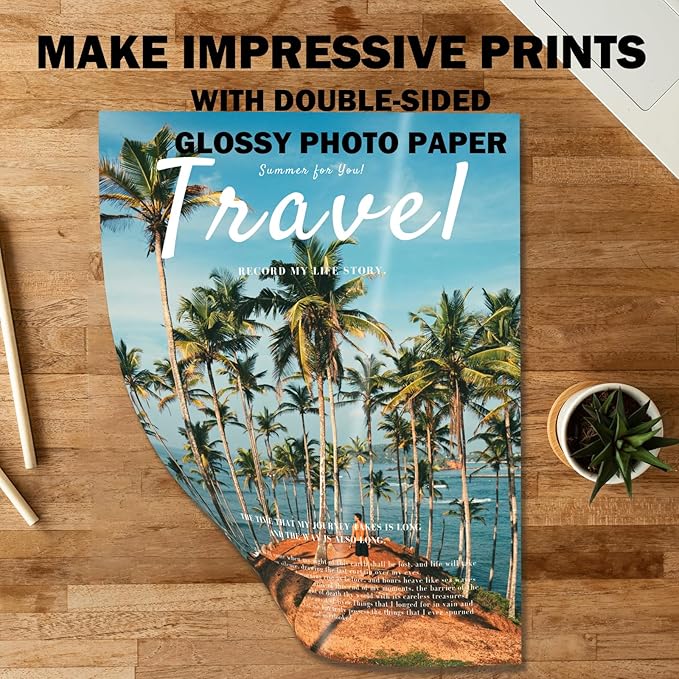 Double Sided Glossy Photo Paper 8.5 x 14 Legal Size for Inkjet Printer, 50 Pack, 140gsm/52lb