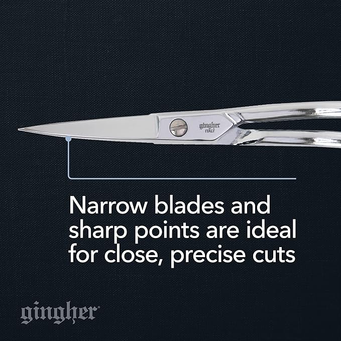 Gingher Double-Curved Embroidery and Appliqu Scissors (6 in.) for Cutting Threads Close to Fabric Sharp and Smooth Cuts