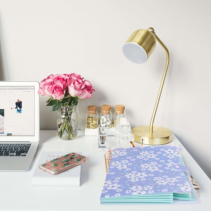 SKYDUE Expanding File Folder with 6 Pockets, Floral Accordion File Organizer for Important Document, Expandable Receipt Paper Holder, School Office Supplies Purple