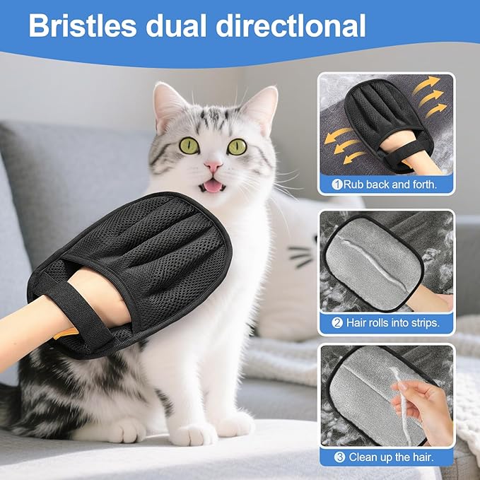 Salhap Pet Hair Removal Gloves (2-Pack) - Reusable, Anti-Static & Washable for Furniture, Car, Clothing & Pet Beds - Effortless Cat & Dog Hair Remover for Home