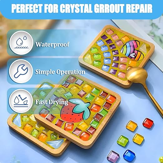 OOTDART Mosaic Crystal Grout, Mosaics Tile Tools, Mosaic Tile Accessories – Essential for Handmade Grouting and Perfect for DIY Craft Projects (Yellow, 4.5oz)