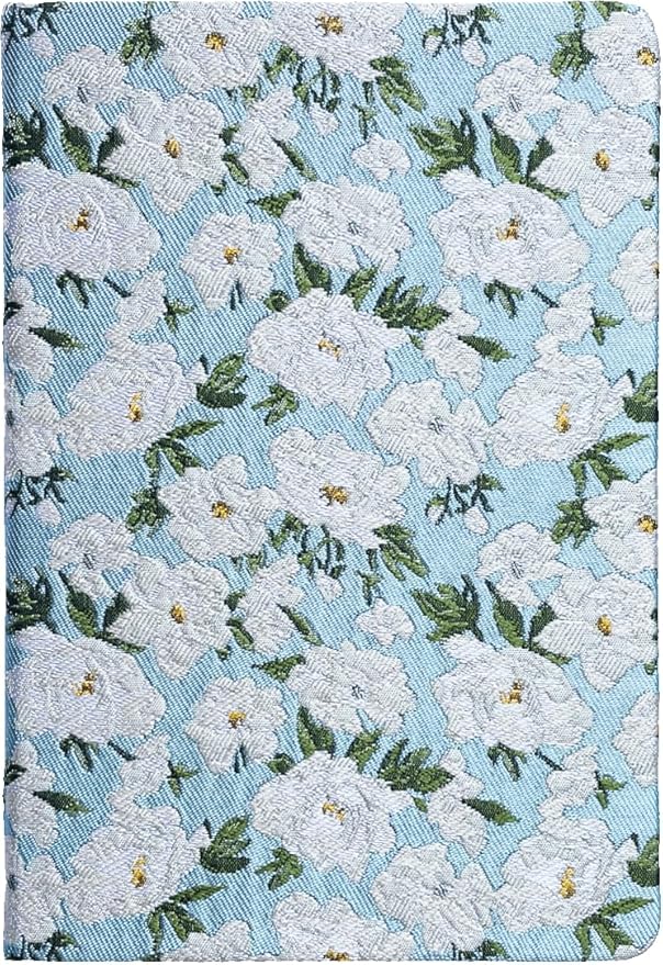 Floral Notebook, Cute Journal, A5, 8x6, Wide Rule, Lined Notebook, Diary for Women, Blue Notebook, Hard Cover Journal Notebooks, Lay Flat, Pretty Notebook, Writing Journal, White Gardenia
