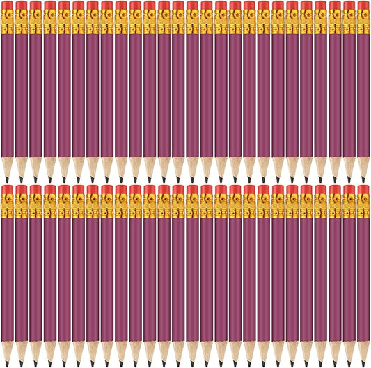 50 Pcs 4 Inch Mini Golf Pencils with Erasers Bulk Pack of Wooden Pencils for Parties Weddings School and Offices (Purple)