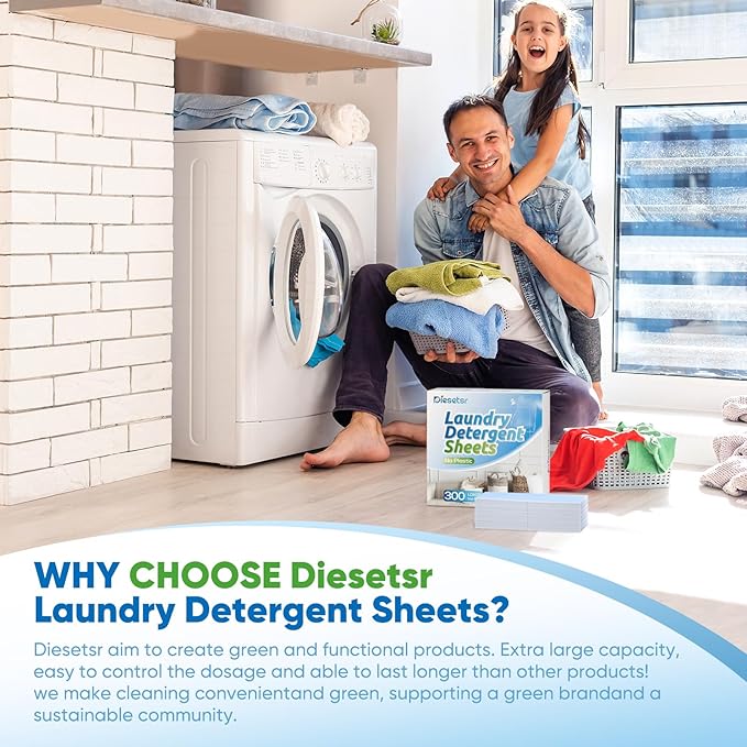 Laundry Detergent Sheets 150 Counts Travel Laundry Sheet ECO-friendly, 300 Small Loads Plastic-Free Clothes Washing Soap-Fresh Linen