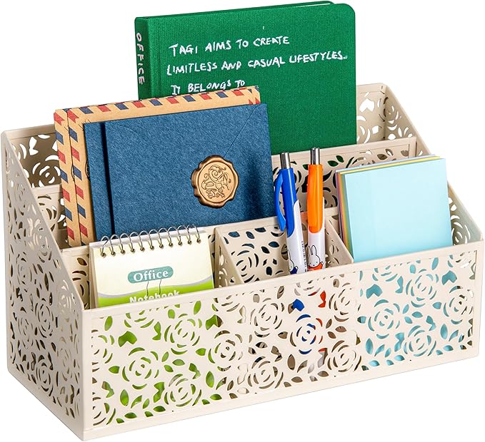 Mail Organizer Countertop, Modern Mail Holder Countertop, Desk Organizers and Accessories, Boho Desk Accessories, Organizer for Bill Mail Papers Letters, Mail Sorters, Pencil holders(Ivory White)