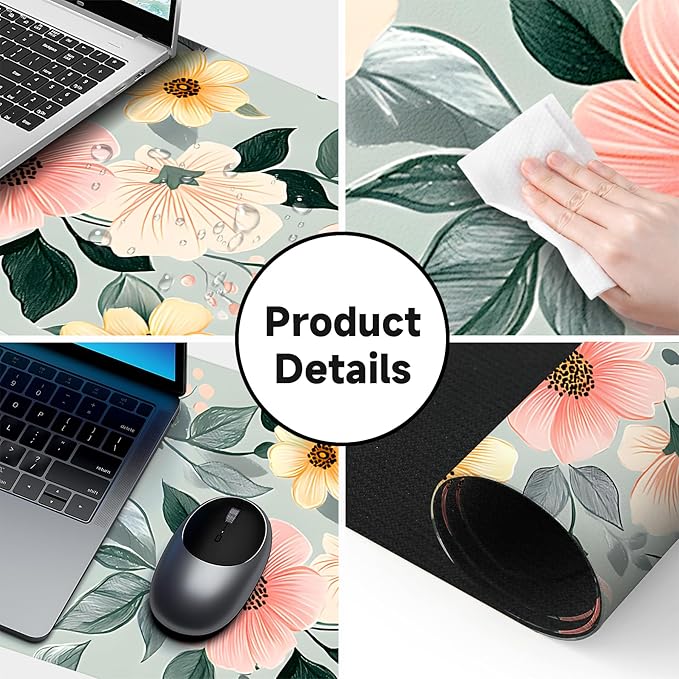 Large Gaming Mouse Pad (31.5"x11.8") - XXL PU Leather Waterproof Desk Mat with Non-Slip Rubber Base for Keyboard, PC & Office