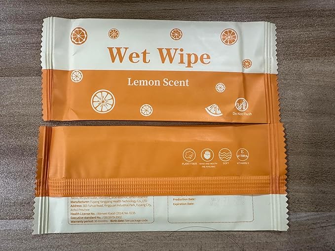 Hand Wipes Travel Size, 300 Pcs Wet Wipes Individually Wrapped for Barbecue, Seafood Boil Party, Restaurant, Lemon Scent