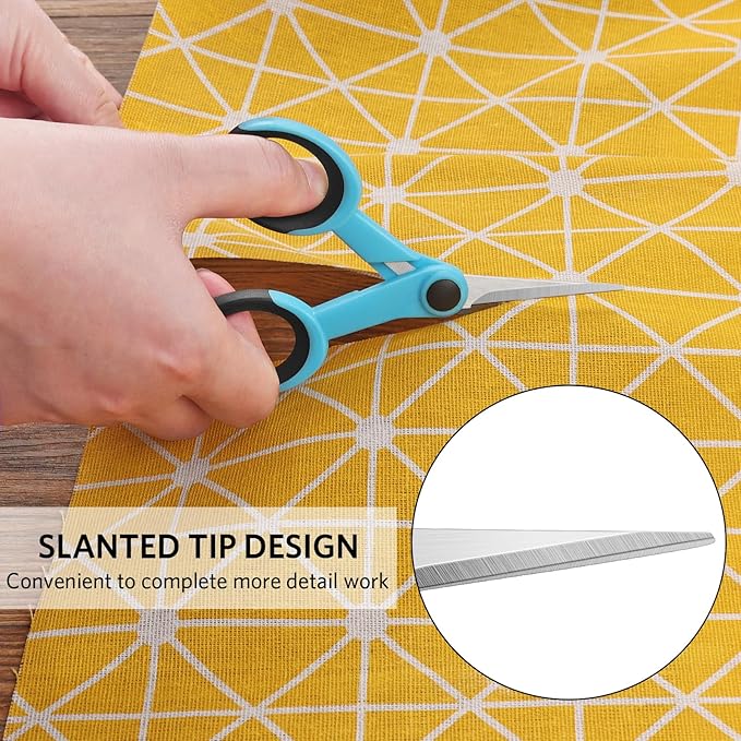 Fabric Scissors Set - Sharp Stainless Steel Blade and Soft Handles, Sewing, Craft and Embroidery Scissors, 3PCs, Blue/Black