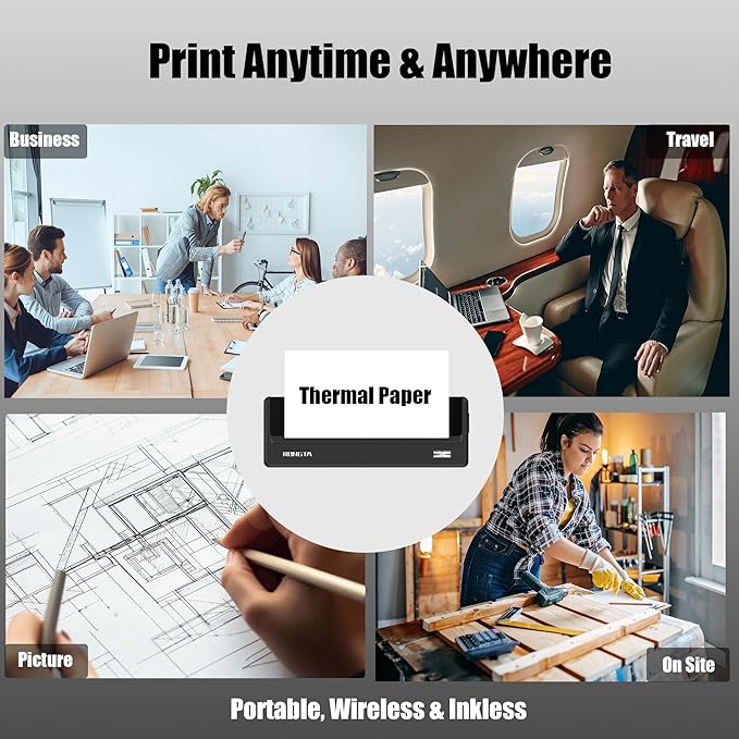 Portable Printer Wireless, Bluetooth WiFi Printers for Home Use, Small Inkless Thermal Printer for Travel, Supports 8.5" x 11" US Letter&A4 Size, Compatible with Android iOS Phone Laptop (Dark Grey)