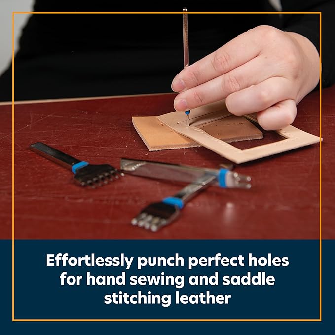 Weaver Leather Supply Diamond Leather Stitching Chisel Set, Precise 5mm Hole Punch, Color-Coded Hole Punch Set for Hand Sewing and Saddle Stitching