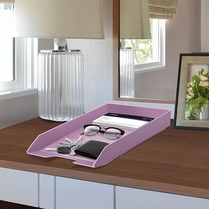 Acrimet Stackable Letter Tray Front Load, Letter Size, Plastic, Solid Purple Color, 1 Unit