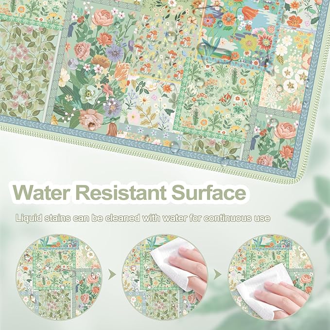 HAOCOO Green Desk Matt for Desktop, Desk Mat for Keyboard and Mouse, Non-Slip Desk Mouse Pad with Stitched Edges, Water-Resistant XL Mouse Pad for Women Office Decor