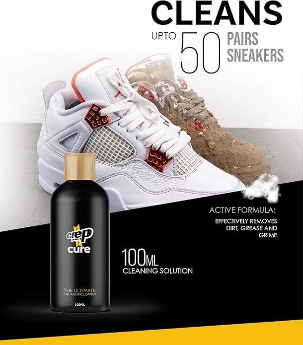 Crep Protect Shoe Cleaner Kit - Cure Premium Sneaker Cleaning Travel Kit with 3.5oz Solution, Premium Brush, and Microfiber Cloth