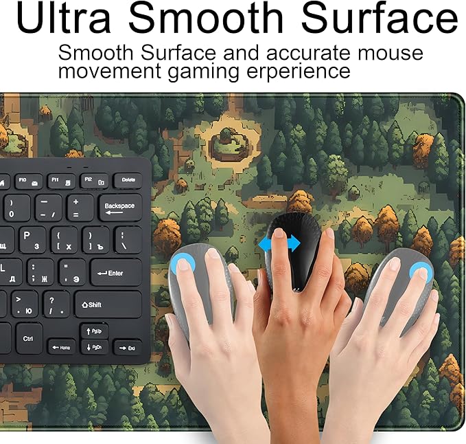 Cute Desk Pad Brown Green Forest Pixel Desk Mat Plant Mouse Pad XXL Large Gaming Desk Matt for Desktop, Laptop Computer Mousepad Keyboard Mouse Mat for Women Office Decor Accessories 31.5''x15.7''