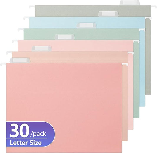 Pack Standard Hanging File Folders,Hanging File Folders with 1/5-Cut Tabs,6 Pastel Colors Designed for Bulky Files,Filing Cabinets,Medical Charts