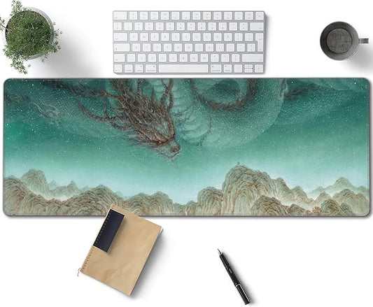 Dragon Large Mouse Pad, Japanese Anime Gaming Desk Mat, XL Keyboard Desk Pad Mat for Desktop, 31.5"x11.8" Non-Slip Base Big Mousepad with Stitched Edges