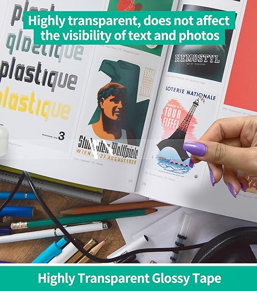 48 Rolls Transparent Tape Refills, Clear Tape Dispenser Refill Rolls, Glossy Gift Wrap Tapes for Office, School, Home, 3/4 x 800 Inches