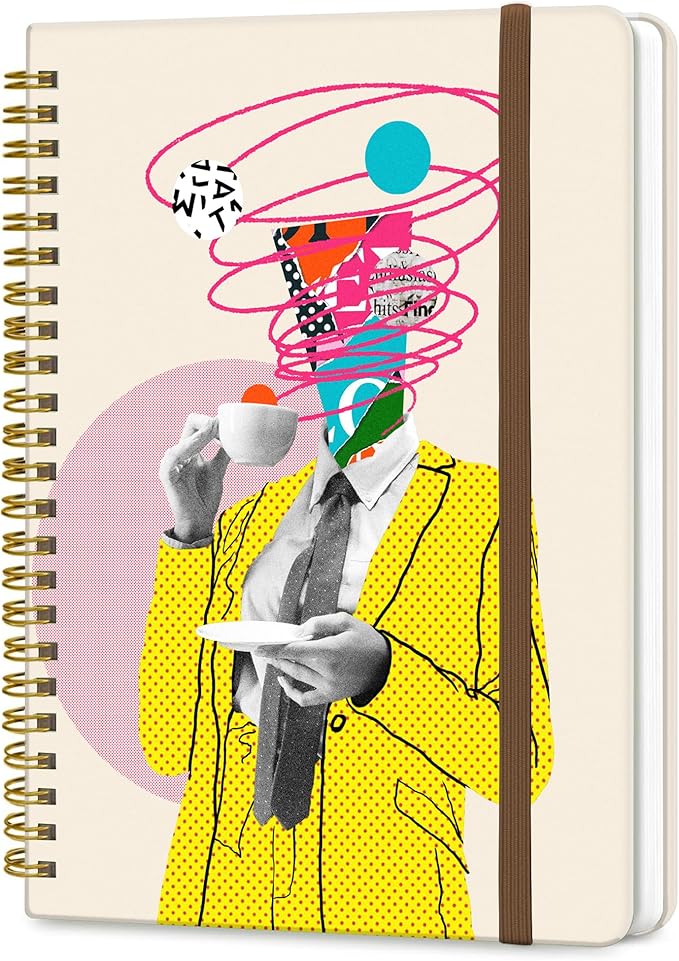 Spiral Journal Notebook, A5 Cute Notebooks for Women Men, College Ruled Hardcover Notebook for Work & Note Taking, 60 Pages Double-Wire Journals for Writing, Cute Thinker