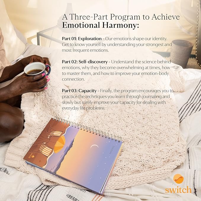 Switch Research Emotions Journal - Self Care Journal - Psychologist-Backed Manifestation Journal - Therapist Recommended Affirmation Journal - Beautiful Self Care Journal for Women - Size: A4