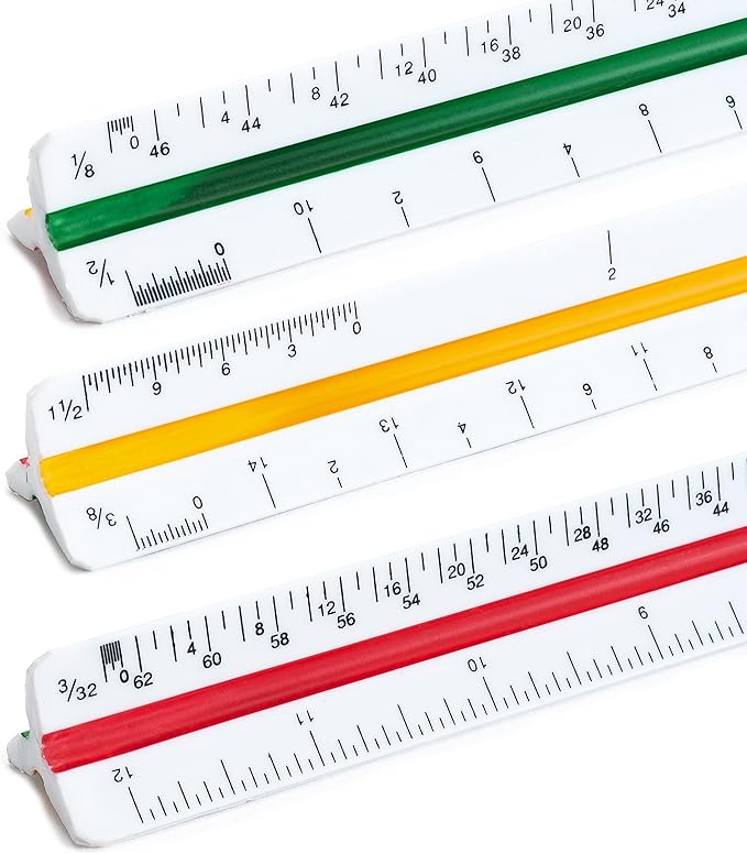Mr. Pen Architectural Triangular Ruler Set with 12 Inch Triangular Scale, 11 Inch 30/60 and 8 Inch 45/90 Triangles