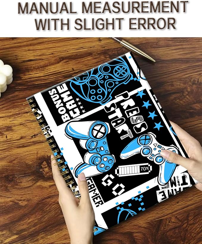 Spiral Notebook A5, Hardcover Journal for Women, 120 Pages Thick College Ruled Paper, Perfect for Office, School, or Home Use(Gamepad)