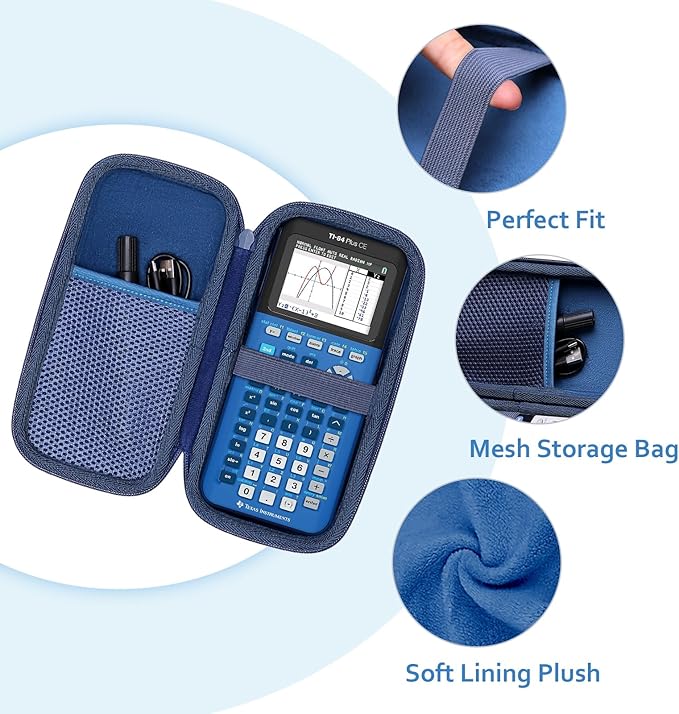 Calculator Case Compatible with Texas Instruments TI-84 Plus CE/TI-84 Plus/TI-Nspire CX II CAS/TI-Nspire CX II/TI-83 Plus/TI-89 Titanium/TI-85 / TI-87 Color Graphing Calculator by XANAD (Navy Blue)