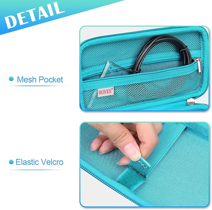 BOVKE Hard Travel Case for Texas Instruments TI-84 Plus CE/TI-84 Plus/TI-83 Plus CE/TI-83 Plus/Casio fx-9750GIII Graphing Calculator, Mesh Pocket for USB Cables, Manual, Pens, Accessories, Teal