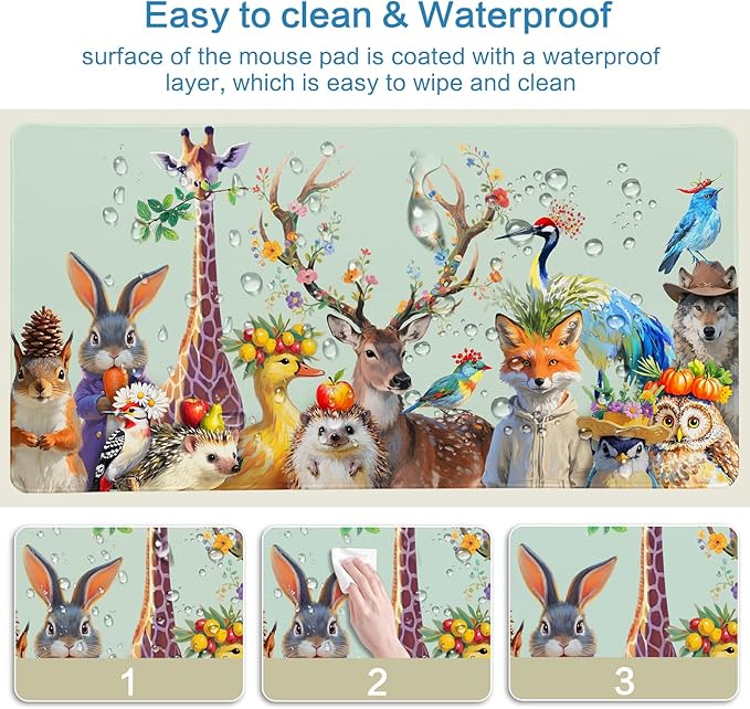 Vimorco Desk Mat for Desktop, Big Extended Gaming Mouse Pad Keyboard Mat 31.5" x 15.7", Waterproof Desk Pad Mousepad, XXL Computer Pad, Animal Party