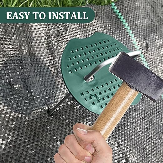 300 Pcs Landscape Staple Gasket Garden Landscape Staples Washer Pad Yard Pins Pad for Outdoor Weed Barrier Fabric Yard Tent (Green)