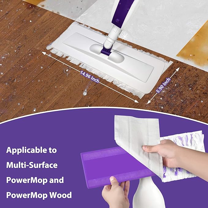 Hisucbetter 20 Pack Power Mop Refill Pads Compatible with Swiffer Power Mop, Dry/Wet Multi-Surface Mopping Pad Refills for Floor Cleaning, Unscented.
