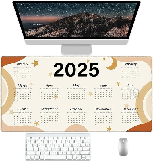 2025 Calendar Desk Pad Protector, Stitched Edges Mouse Pad, Large Office Desk Mat, Non-Slip Desk Blotter, Laptop Desk Pad, Desk Writing Pad for Office and Home (31.5" x 15.7 ")