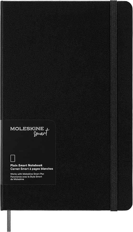Moleskine Smart Notebook, Large, Plain, Black, Hard Cover (5 x 8.25)