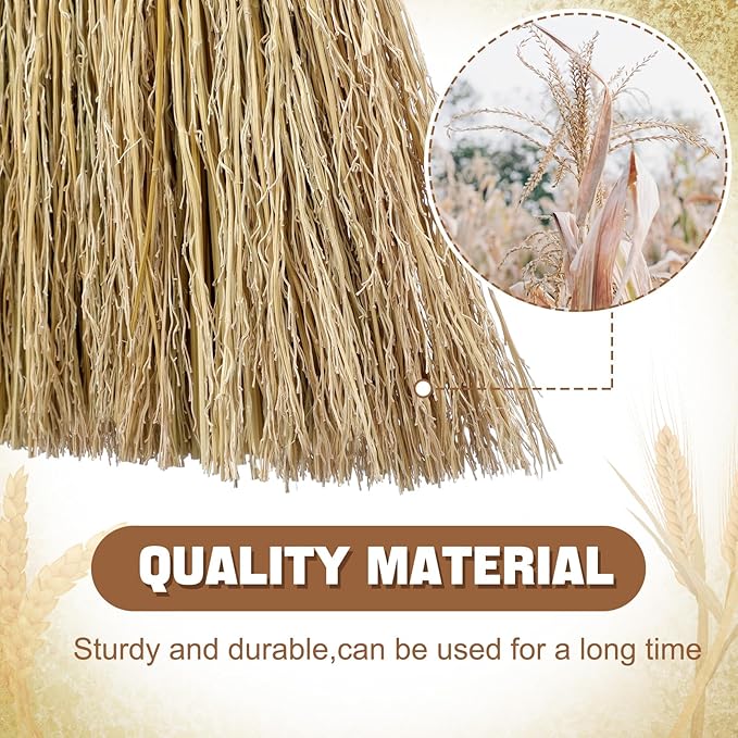 Suclain 4 Pcs 12 Inch Whisk Broom Hand Held Mini Corn Straw Whisk Broom Short Handle with Metal Hanger Halloween for Multi Surface Sweeping Small Hand Brush for Outdoor Car Porch Debris Dust Dirt