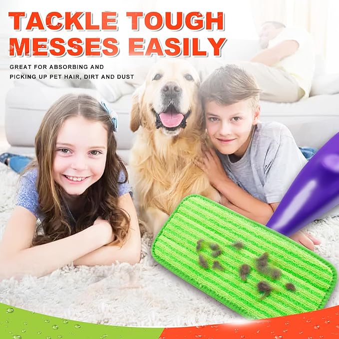 Reusable Mop Pad Wet Jet Refills Compatible with Swiffer WetJet Mop, 4 Pack Wet Jet Pads, Microfiber Mop Pad Refills for Floor Mopping and Cleaning, Wet & Dry Use for Swiffer Wet Jet Pads