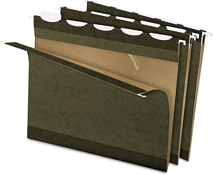 Pendaflex Ready-Tab Reinforced Hanging File Folders, Letter Size, Standard Green, 5 Tab, 25/BX (42590)