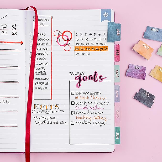 Erin Condren Designer Accessories - Monthly Adhesive Tabs, Metallic, Multicolored Brushstroke (Set of 12). Great for Organizing and Sorting in Planners, Agendas, or Notebooks by Month