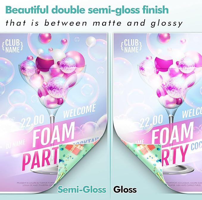 Koala Thin Double Sided Semi-Gloss Photo Paper 11X17 Inch 100 Sheets 32LB for Inkjet and Laser Printer for Menu Flyer Print