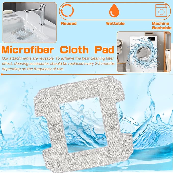 HUAREW 8 Pack Cleaning Rag for Ecovacs Winbot W2 Omni, W1, W1 Pro Window Vacuum Cleaner Robot, Washable and Reusable Mop Cloth Pad Accessories