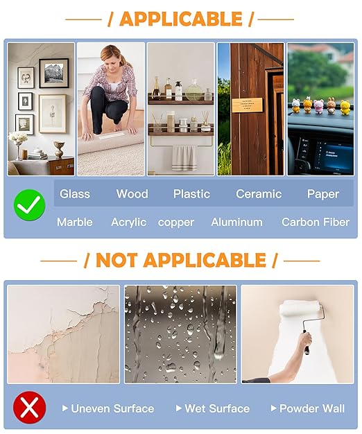 PPB Double Sided Adhesive Tape Heavy Duty, Removable Mounting Tape, Nano Tape, Clear Two Sided Wall Adhesive Strips for Home, Office, Car, Outdoor Use, 10FT