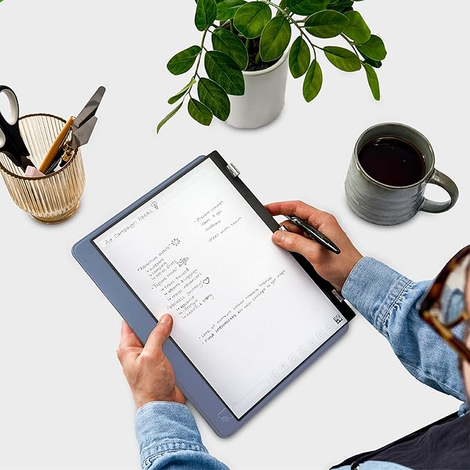 Rocketbook Pro 2.0 Reusable Professional Smart Notebook, Letter Size 8.5x11, Steel Blue - Lined & Dot Grid Pages, App-Connected, Erasable, Premium Cover, Ideal for Work Notes and Business Meetings