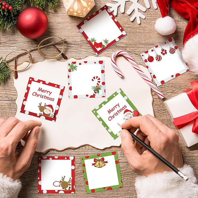 9 PCS Christmas Sticky Note Christmas Note Pads Christmas Notepad Set Cute Self Adhesive Memo Notepads for Xmas Winter Holiday Party School Work Study Supplies，450 Sheets (Christmas-3, 9)