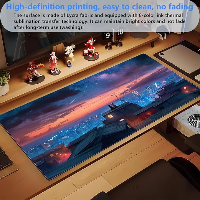 Desk Pad Mat, Extended XL Large Gaming Mousepad with Stitched Edges, Non-Slip Computer Mat Pad for Desk, Keyboard and Mouse mat 31.5 x 15.7 in